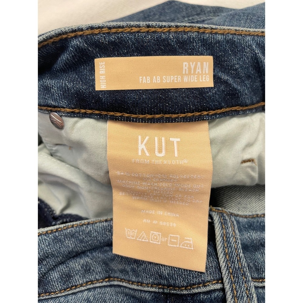 Kut from the Kloth Ryan Fab Ab Super Wide Leg High Rise Jeans Medium Wash 10 - Picture 9 of 12